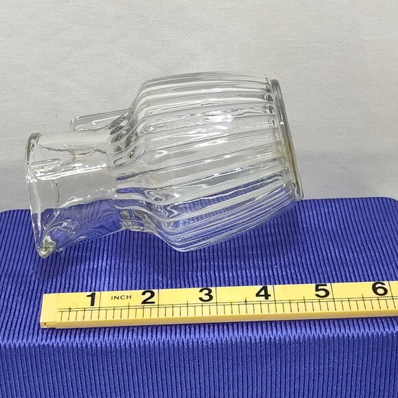 Miniature Glass Syrup Pitcher Dispenser Ribbed Design Handle For Individual Use - Picture 7 of 7